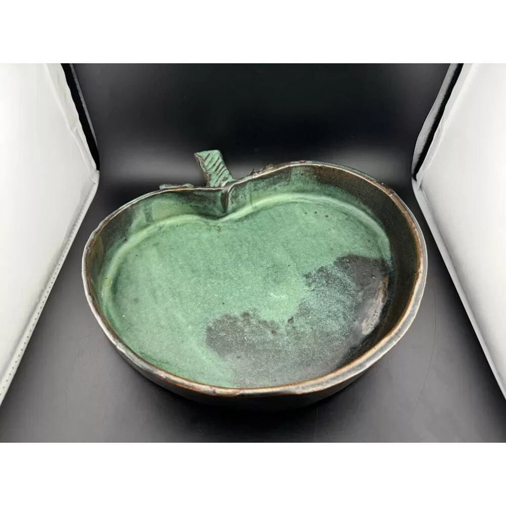 Handmade Pottery, Blue Apple Bowl or Serving Dish